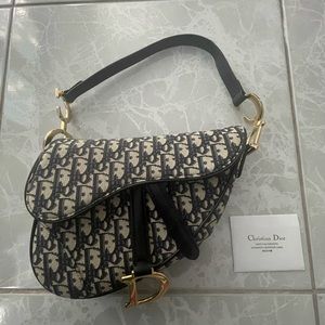 Dior blue saddle bag oblique jacquard
